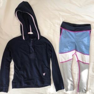 Jcrew hoodie and yoga pants